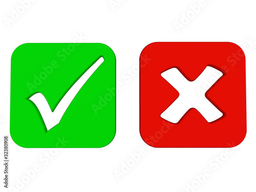 Illustration: yes and wrong square check mark signs yes and wrong square check mark signs