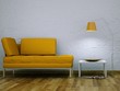 Sofa Rendering orange mit Beleuchtung