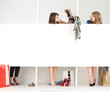 girls trying clothes store wordrobe