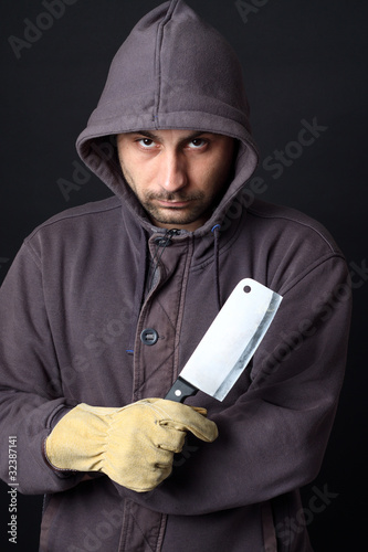 Photo: scary man with cleaver scary man with cleaver