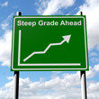 Photo: Steep grade sign with rising sales chart Steep grade sign with rising sales chart