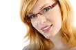 young woman with eyeglasses (white background)