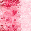 Elegant background with transparent pink and red hearts