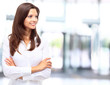 portrait of a pretty young business woman standing