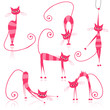 Graceful pink striped cats for your design Graceful pink striped cats for your design