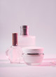 cosmetics on pastel background