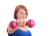 Photo: Pretty teenage girl holding a dumbbell Pretty teenage girl holding a dumbbell