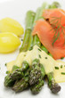 Grüner Spargel,Räucherlachs, Sauce Hollandaise