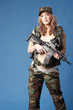 Sexy soldier with assault rifle