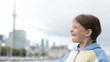 girl looking around