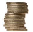 Stack of 2 Euros Coins in front of white background