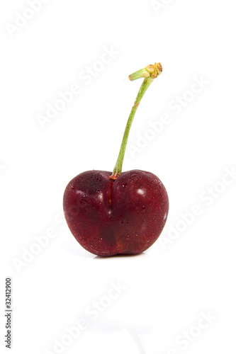 Photo: Red cherry with dewdrops Red cherry with dewdrops