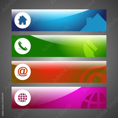 Vector: Home, phone, internet and email. Set of design elements. Home, phone, internet and email. Set of design elements.