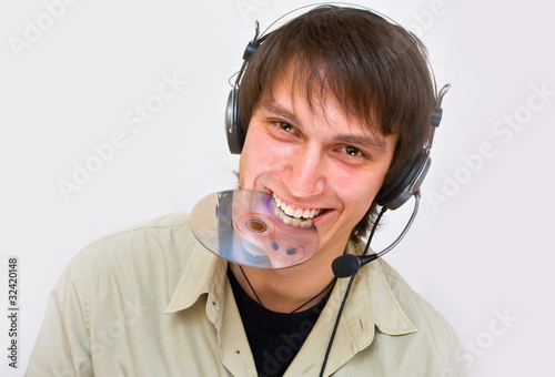 Photo: DJ is listening to music on his headphones! DJ is listening to music on his headphones!