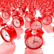red alarm clock group - 3D render