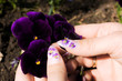 Beautiful nails and fingers with flower