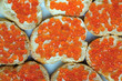 red caviar on the bread slices