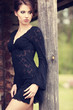 Beautiful brunette posing , outdoors locations