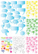 6 sets of colorful speech bubbles