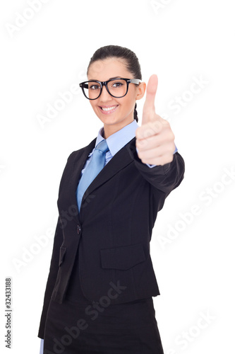 Photo: businesswoman giving thumbs up businesswoman giving thumbs up
