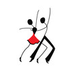 Dancing man and woman, stick figure