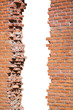 Broken brick wall isolated Broken brick wall isolated