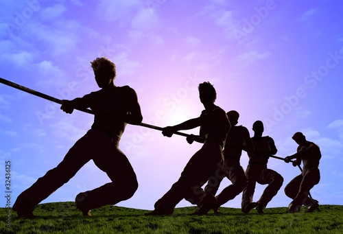 Illustration: People are pulling the rope. People are pulling the rope.