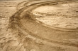 Tracks in the sand at dusk.