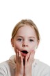 Little girl expressing amazement isolated on white background Little girl expressing amazement isolated on white background