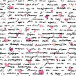 Illustration: Love note/ Seamless text pattern with hearts Love note/ Seamless text pattern with hearts