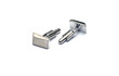 Modern silver cufflinks isolated on white