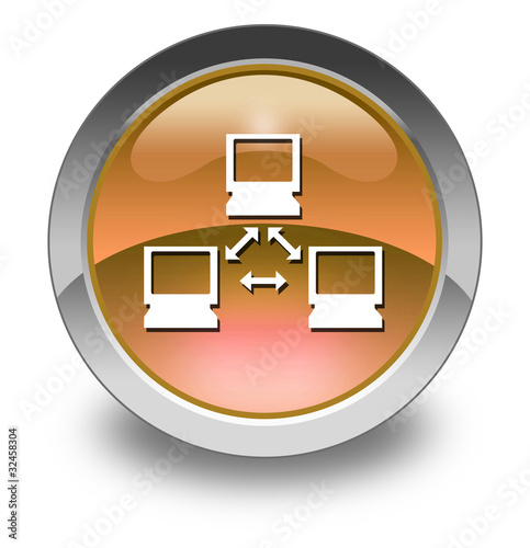 Illustration: Orange Glossy Pictogram "Network" Orange Glossy Pictogram "Network"