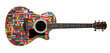 world flags on acoustic guitar