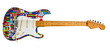 world flags on electric guitar