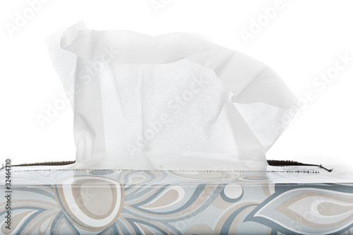 Photo: A tissue box on a white background A tissue box on a white background