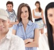 Group portrait of happy young people