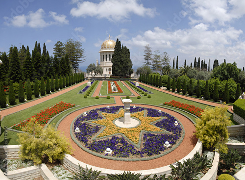 Photo: Ornamental garden of the Baha'i Temple in Haifa, Israel. Ornamental garden of the Baha'i Temple in Haifa, Israel.