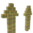 3d Stacks of Euro coins arrow going up 3d Stacks of Euro coins arrow going up