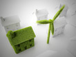 Green sustainable eco house with wind turbine Green sustainable eco house with wind turbine