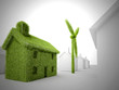 Green sustainable eco house with wind turbine Green sustainable eco house with wind turbine