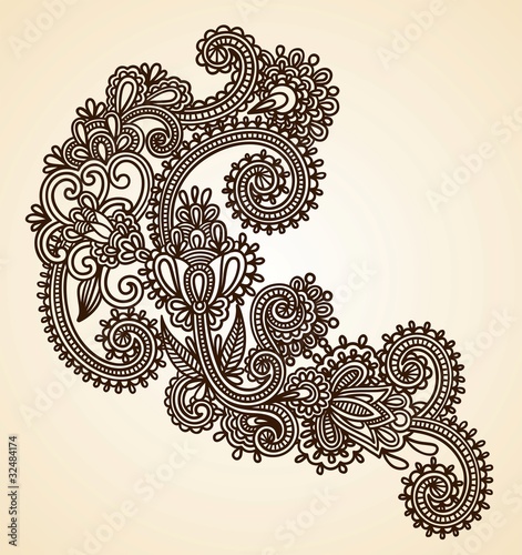 Handdrawn abstract henna mendie design element