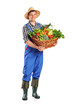 Farmer Holding A Basket Of Veg...