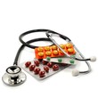 Stethoskop und Tabletten Stethoskop und Tabletten