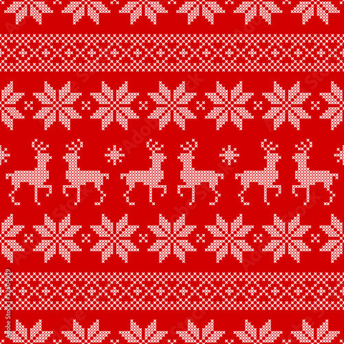 Vektor: Seamless Stitch Pattern Christmas Norwegian Style Seamless Stitch Pattern Christmas Norwegian Style
