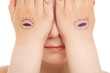 hiding eyes close up