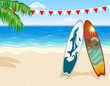 Vector: Surf at tropical beach Surf at tropical beach