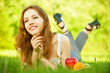 girl lying on the grass