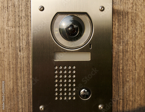 Photo: Door intercom on wood Door intercom on wood