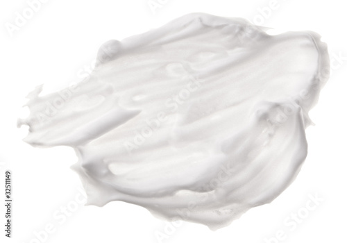 Photo: Shave foam (cream) sample, isolated on white Shave foam (cream) sample, isolated on white