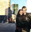 Cute young handsome couple posing
